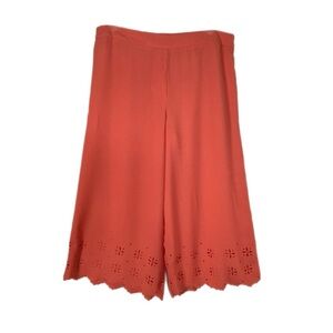 Cato Coral Scallop Edge Laser Cut Culottes